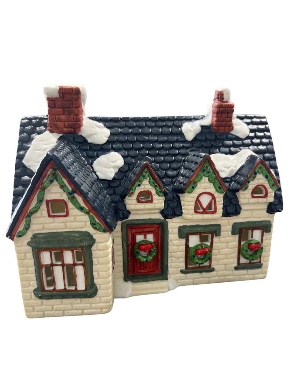 Vintage Christmas Village Ceramic Light Up Snow Roof House Holiday Decoration